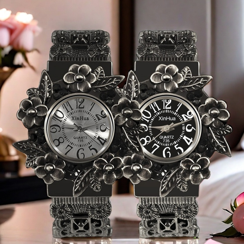 Luxury Watch All Black - Siyah Vintage Kadın Izle Bilezik 3D