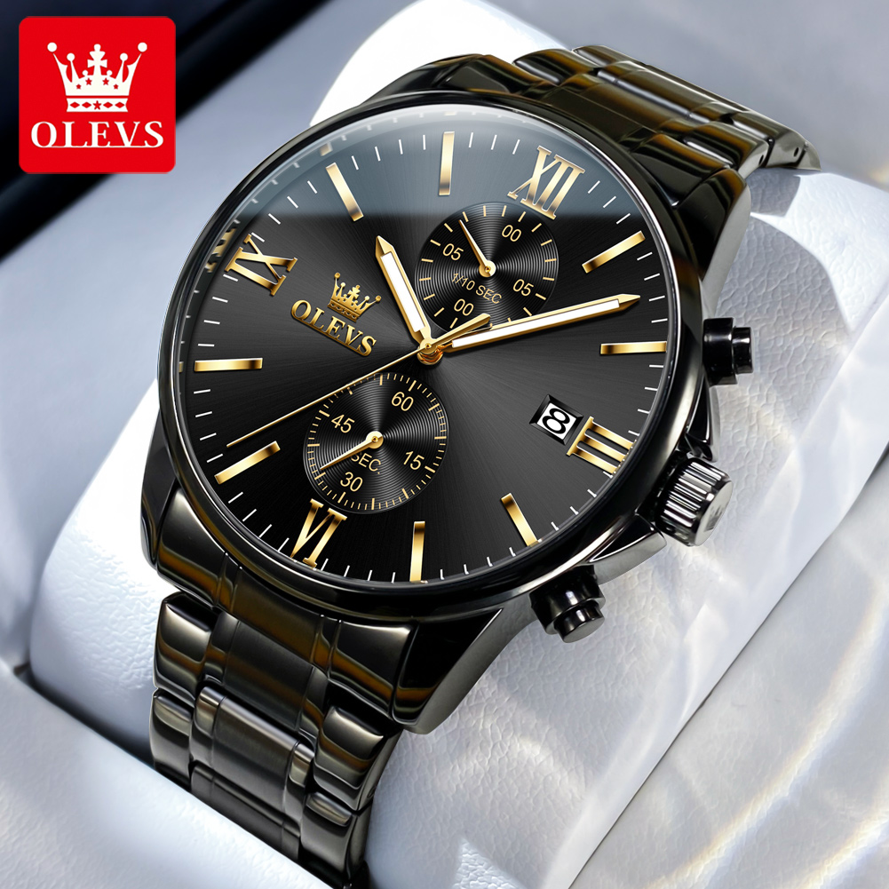 Luxury Watch All Black - OLEVS 2886 Klasik Siyah Kuvars İzle