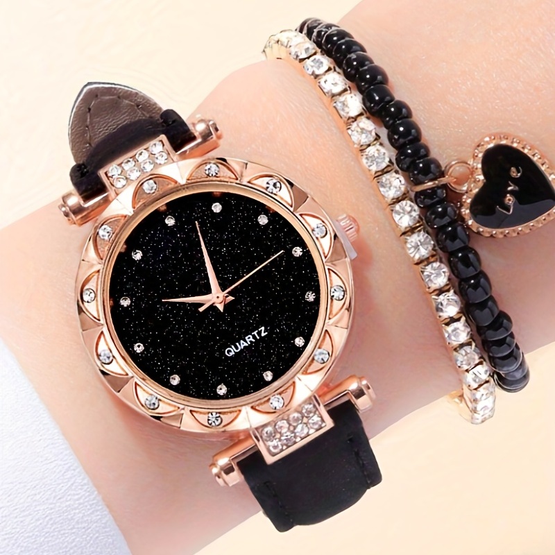 Luxury Watch Gift For Her - Starry Fashion Kuvars Saat Lüks Rhinestone