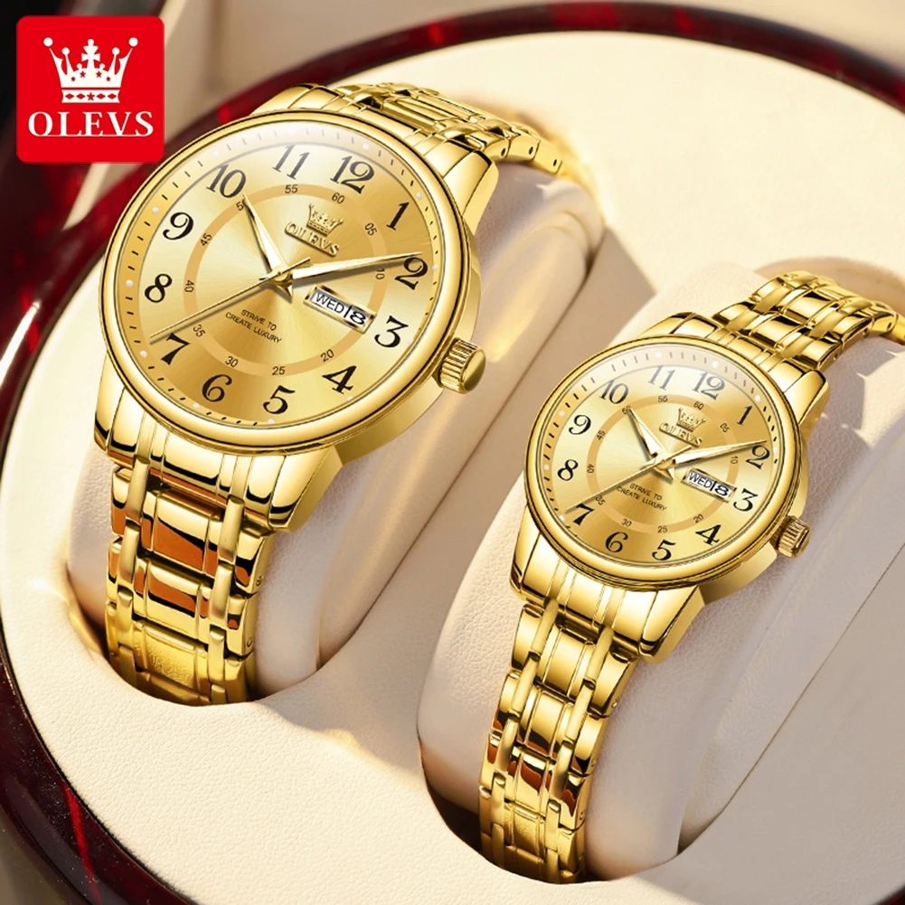 Luxury Watch Gift For Her - OLEVS 2891 Orijinal Kuvars Çift Saati