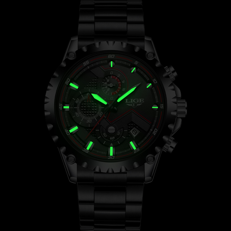 LIGE üst marka lüks erkek moda - Luxury Watch All Black incelemesi ve fiyatı
